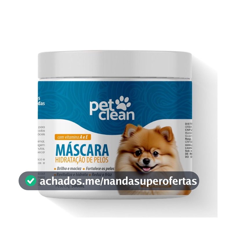 PetClean Máscara de Hidratação para Pelos 500mL Brilho, Maciez e Reduz o Frizz - Cachorros e Gatos