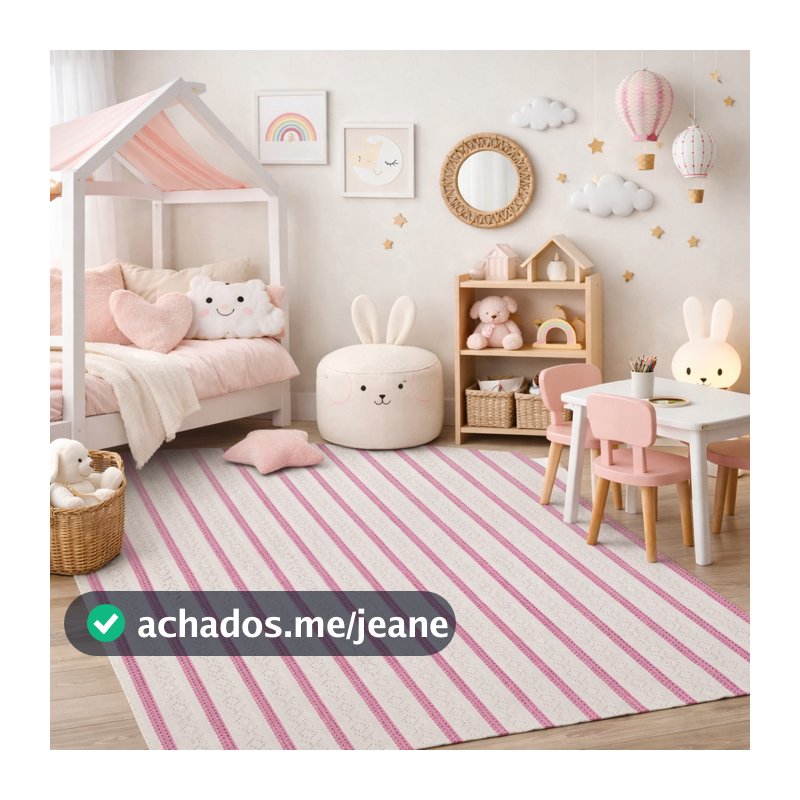 Tapete Para Sala Quarto Moderno Mandacaru 1,50 X 1,50 Rosa Antialérgico Antiácaro Moderno Funcional