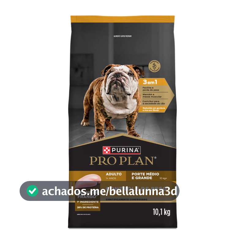 Pro Plan Ração Controle de Peso Cão Adulto Porte Médio e Grande Frango - 10,1kg