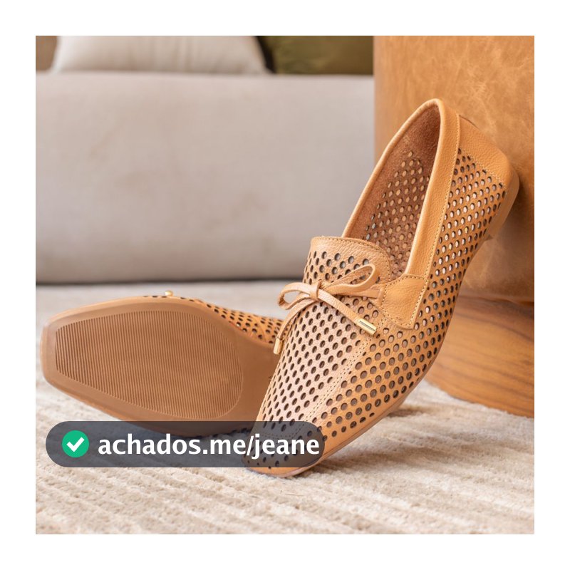 Mocassim Loafer Couro Sb Shoes Laura Confortável Recortado a Laser Bico Quadrado Respirável Leve