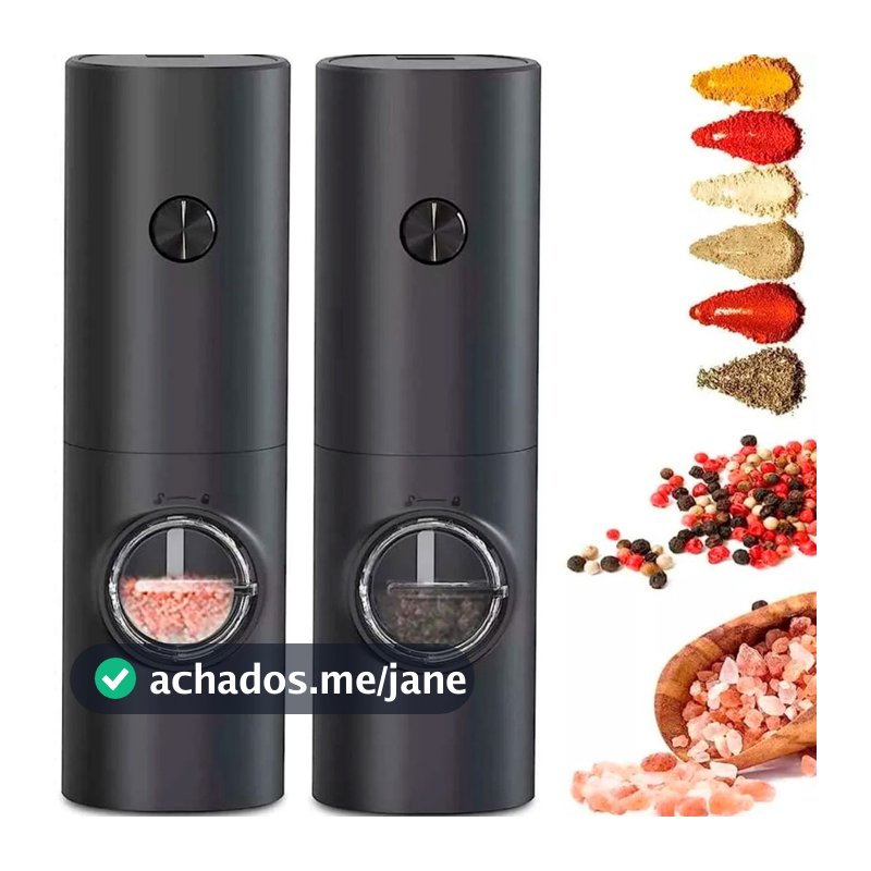Moedor Elétrico de Sal e Pimenta com Ajuste de Granulagem para Cozinha