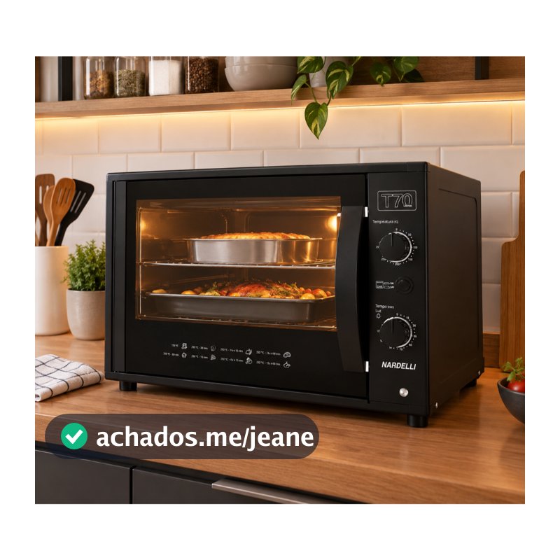 Forno Elétrico de Bancada 70 Litros Top70 Black com Grill e Luz Interna Nardelli