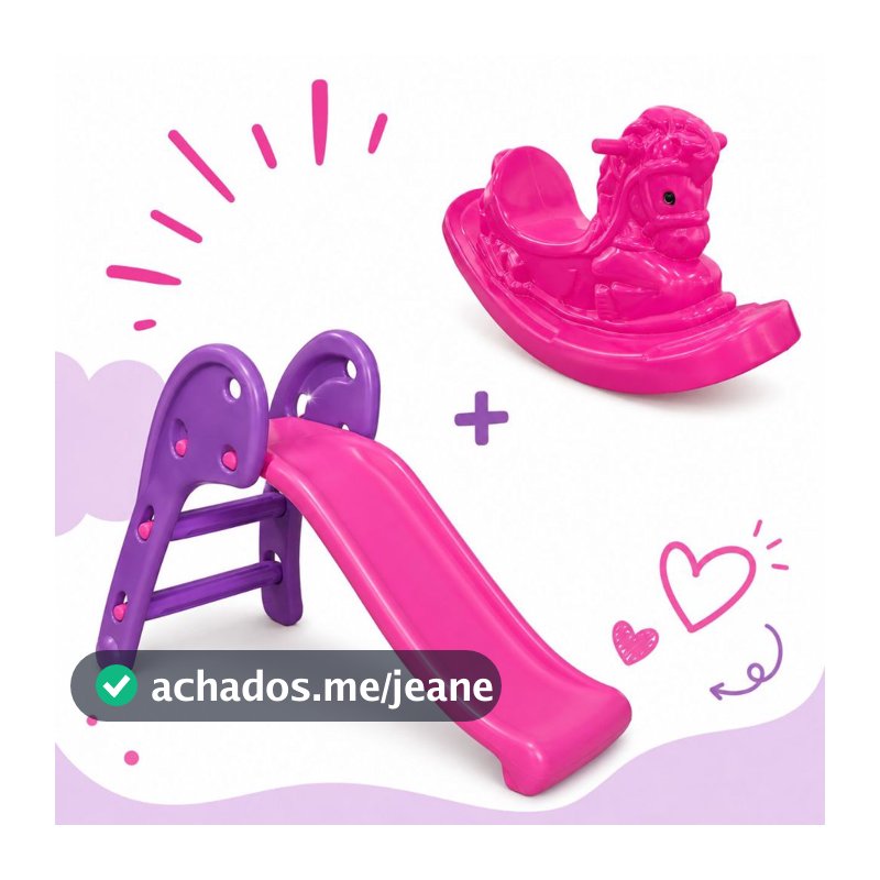 Escorregador Baby 2 Degraus + Gangorra Cavalinho PROMOÇÃO
