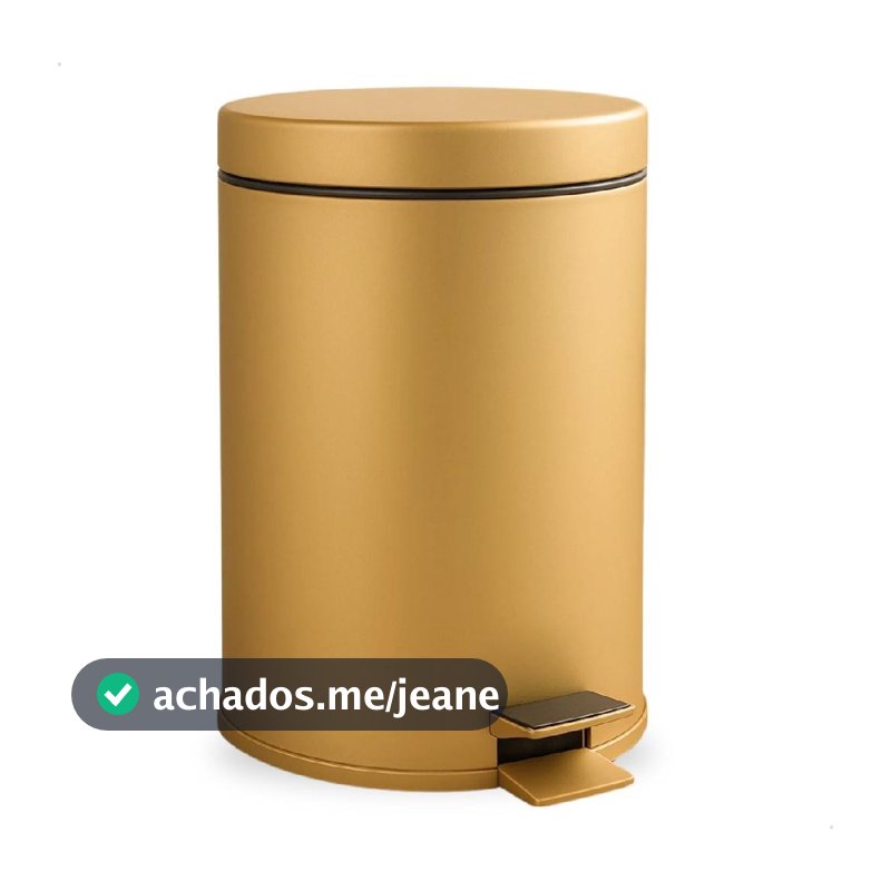 Lixeira Dourada Inox 5L com Pedal e Cesto Removível Crie & Construa