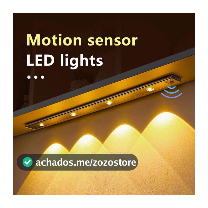 20/40/50/60/80cm Luz de LED com Sensor para Armário  Ultra Fina 3 Cores 2MODE Recarregável BOMSTORE