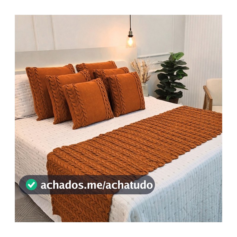 Kit Peseira Manta Tricot Sofá Cama Casal Queen King Aconchego Home Decor + 2 Capas Almofadas