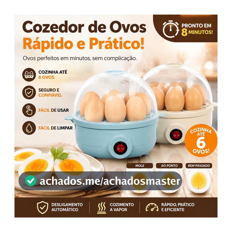 Máquina de Cozinha Ovo Modelo Novo - Capacidade de 6 Ovos Envio Imediato