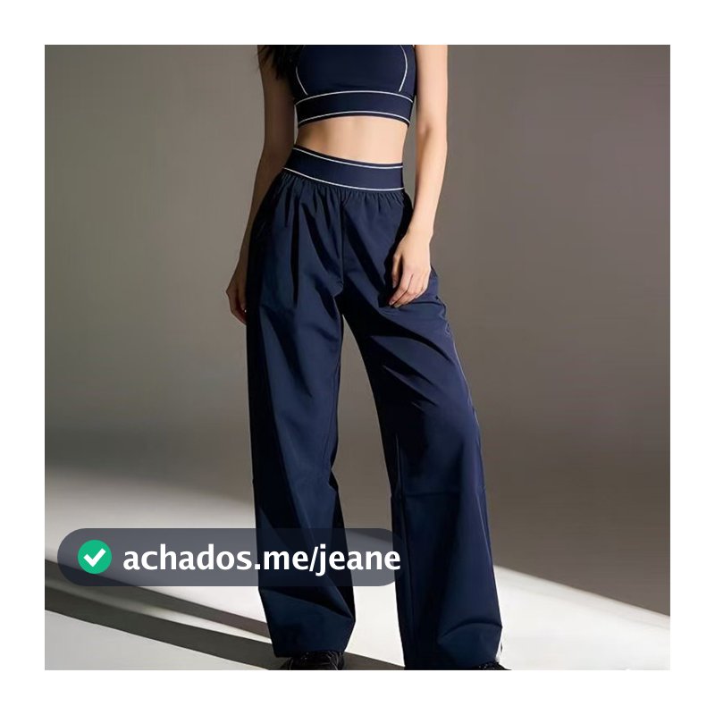 Mulheres Cintura Baixa Extra Longa Perna Larga Calças Femininas Soltas Retas Casuais Atléticas