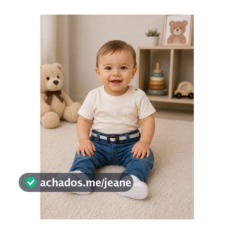Calça Jeans Sarja Menino Bebê Infantil + Cinto Baby Casual