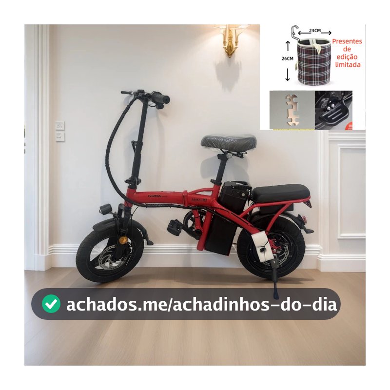 Bicicleta elétrica dobrável NIUDA para adultos, ideal para viagens e deslocamentos diários.