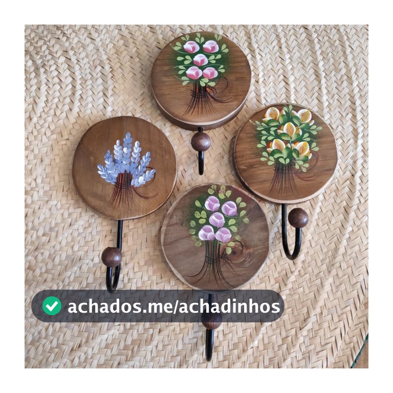 GANCHO CABIDE FLORAL DE MADEIRA - ARTESANAL DECORATIVO