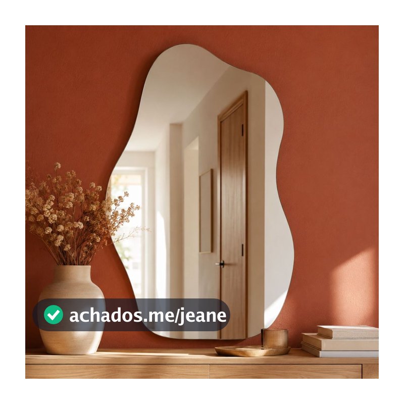 Espelho Orgânico de Parede 70cm Vidro 3mm Lapidado Polido Sem Moldura Quarto Banheiro Closet