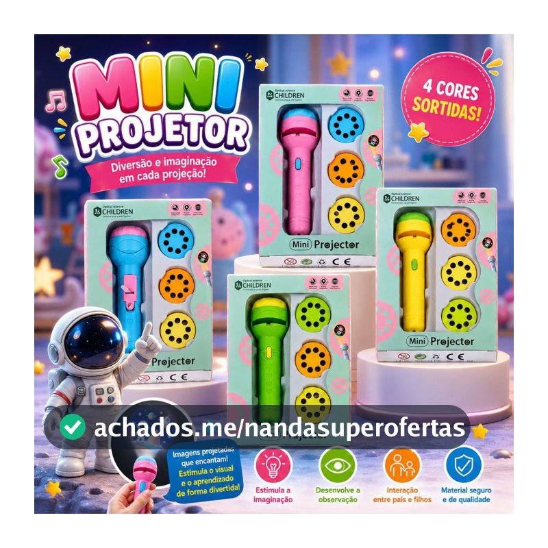 Lanterna Projetora Infantil Com 24 Imagens Animais para Crianças  Brinquedo Projeção 3 Discos