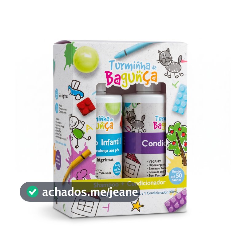 Kit Shampoo e Condicionador Infantil Sem Lágrimas TURMINHA DA BAGUNÇA 500 ml - Vegano Hipoalergênico Fórmula Suave