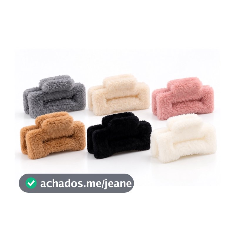 Piranha de Cabelo Pelúcia 11cm x 4cm Presilha Feminina Fofa Grande Acessório