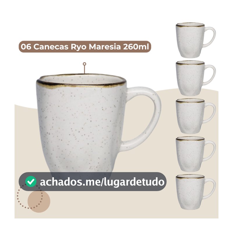 Jogo 6 Canecas Café Chá Ryo Maresia 260ml Oxford Porcelanas