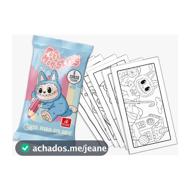 Cards Colorir Fofos Monstros Sortidos - Brincadeira de Criança
