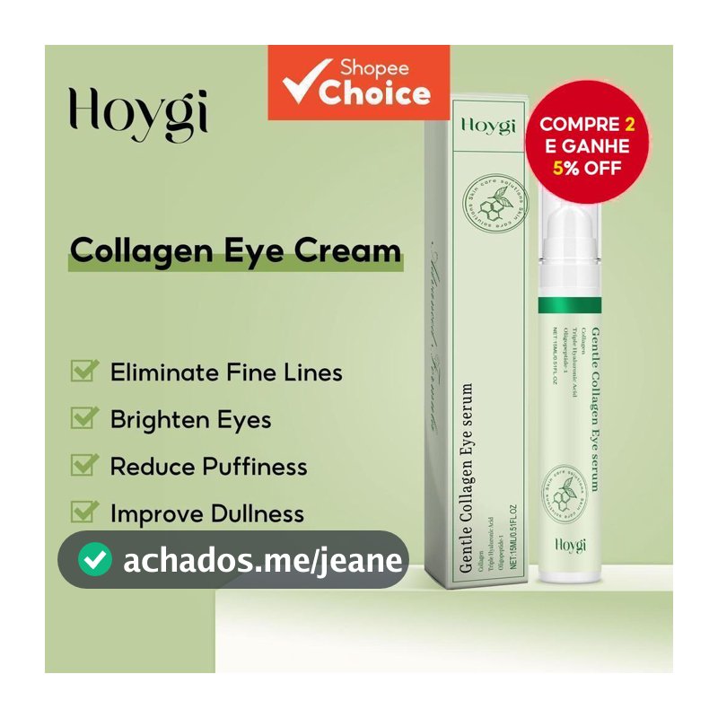 Sérum Para Os Olhos Com Colágeno - Clareia Olheiras, Reduz Bolsas, Linhas Finas, Firmador E Hidratante - 15ml
