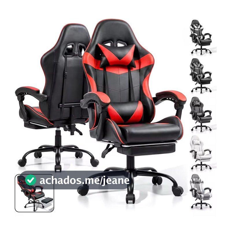 Cadeira Gamer Profissional Escritório Giratória Ergonômica Reclinável Apoio Para Pés