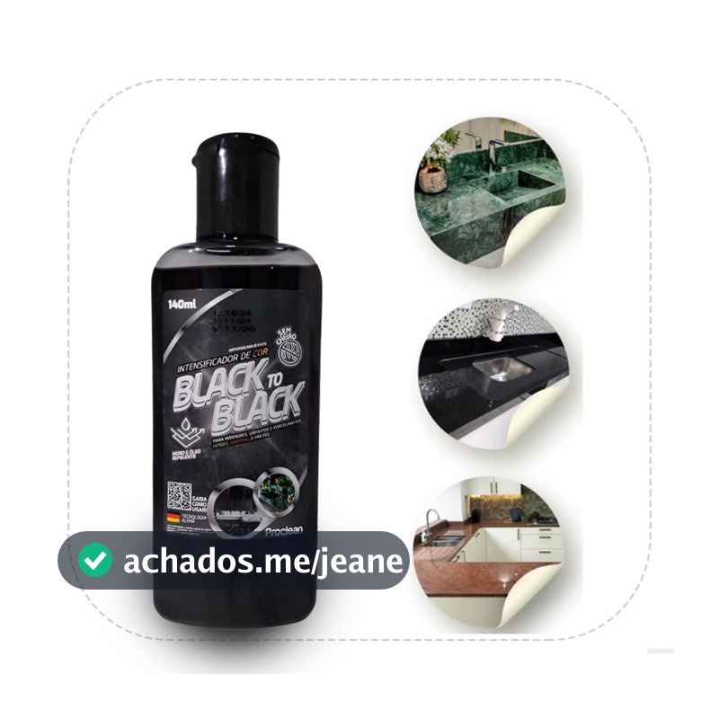 Revitalizador de Granito e Mármore Porcelanato Escuros Realça Cor Black To Black Brilho Envio Rápido
