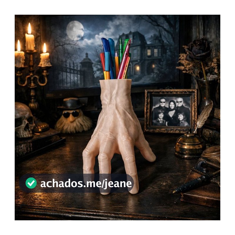 Porta Canetas Mão Família Addams Gótica Decorativa Halloween Organizador Mesa Escritório Presente Criativo item 3D Geek