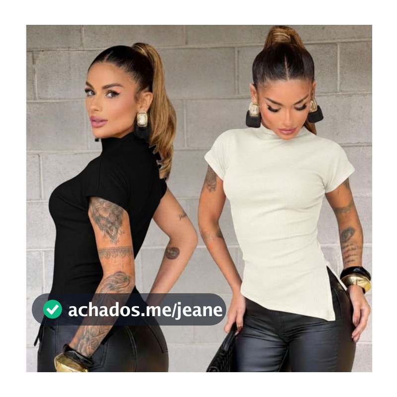 Kit 2 Blusa Feminina Assimétrica Ribana Canelada, Básica, Moda Luxo, Chic e Confortável