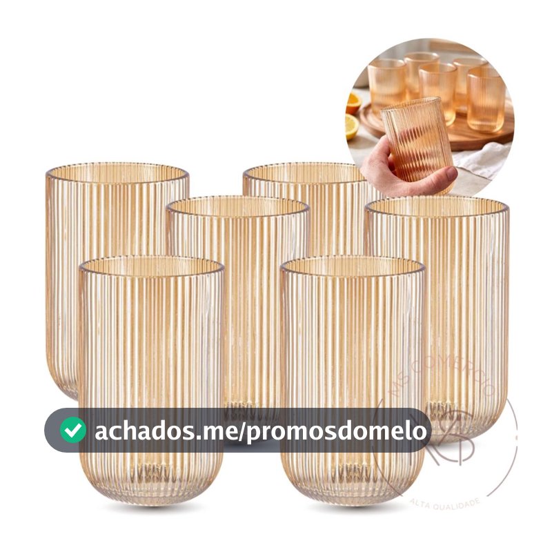 Jogo Copos Canelado e  Taças Versalhes Clear Jogo Com 6 ou 12 Peças
