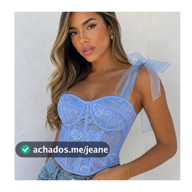 Corselet Bella de Renda com Bojo Cropped Corset Feminino Alça de Laço