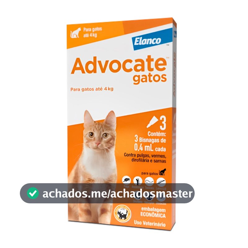 Antipulgas Advocate Elanco Gatos Até 4kg 3 Bisnagas De 0,4ml