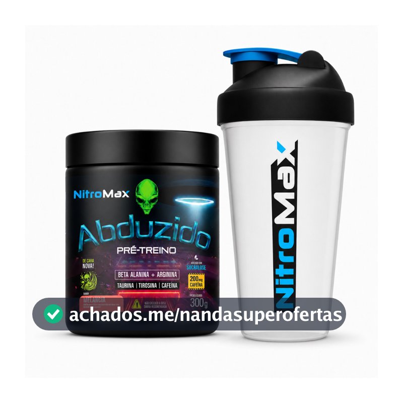 Pré-Treino Abduzido NitroMax 300g + Coqueteleira 200mg Cafeína Beta-Alanina Arginina Pump