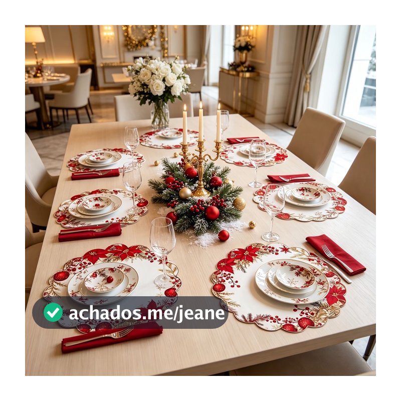 Conjunto de 4 jogos americanos de Natal para decoração de mesa festiva