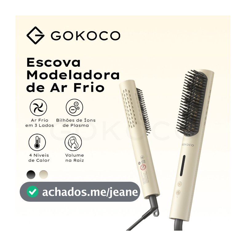 GOKOCO Escova Modeladora de Cabelo Modelagem com Ar Frio Controle do Frizz Todos os Tipos de Cabelo Ideal para Viagem