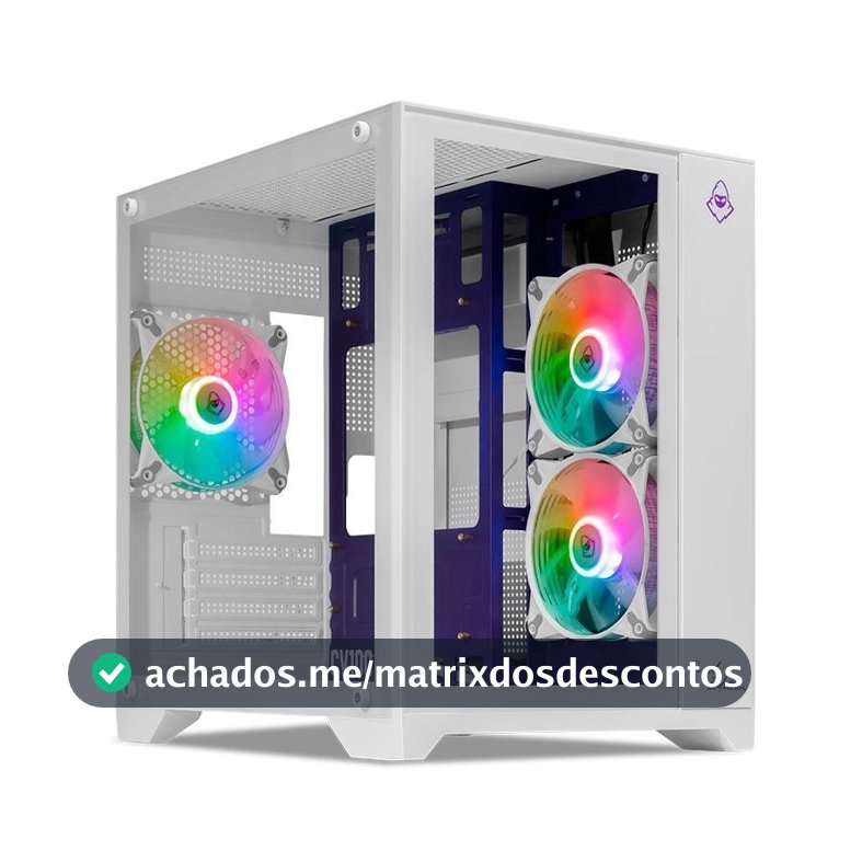 Gabinete Gamer Mancer CV100 Purple Edition, Mid-Tower, Com 3 Fans, Branco, MCR-CV100-PEW