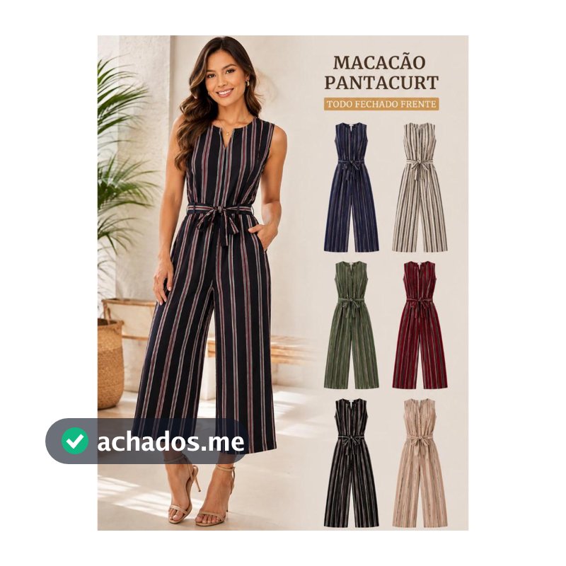 Macacão Feminino Pantacourt Listras