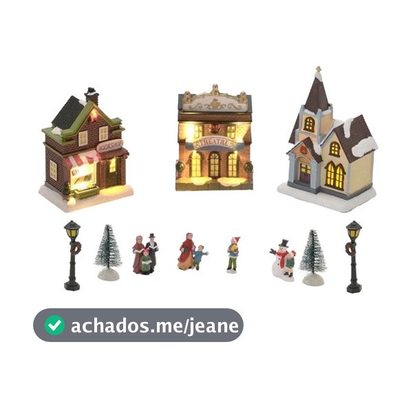 Vila Natalina Cenário Natalino Com Luz Enfeite Natal 11 Peças 16cm
