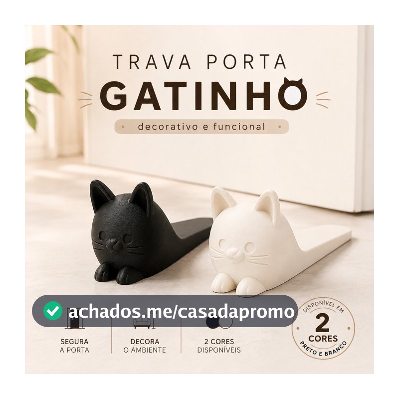 Trava de Porta Gatinho Decorativo Tipo Cunha Antiderrapante para Casa