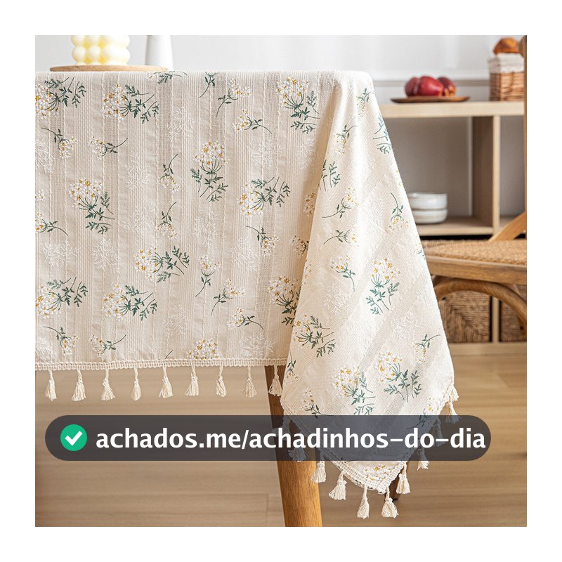 Toalha de mesa 100% algodão, tapete de mesa à prova de poeira, borlas, renda, guarnição retangular