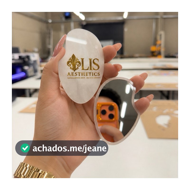 Mini Espelho de Bolsa Personalizado em Acrílico 8x4cm Kit 10 ou 20 Unidades Mimo para Clientes