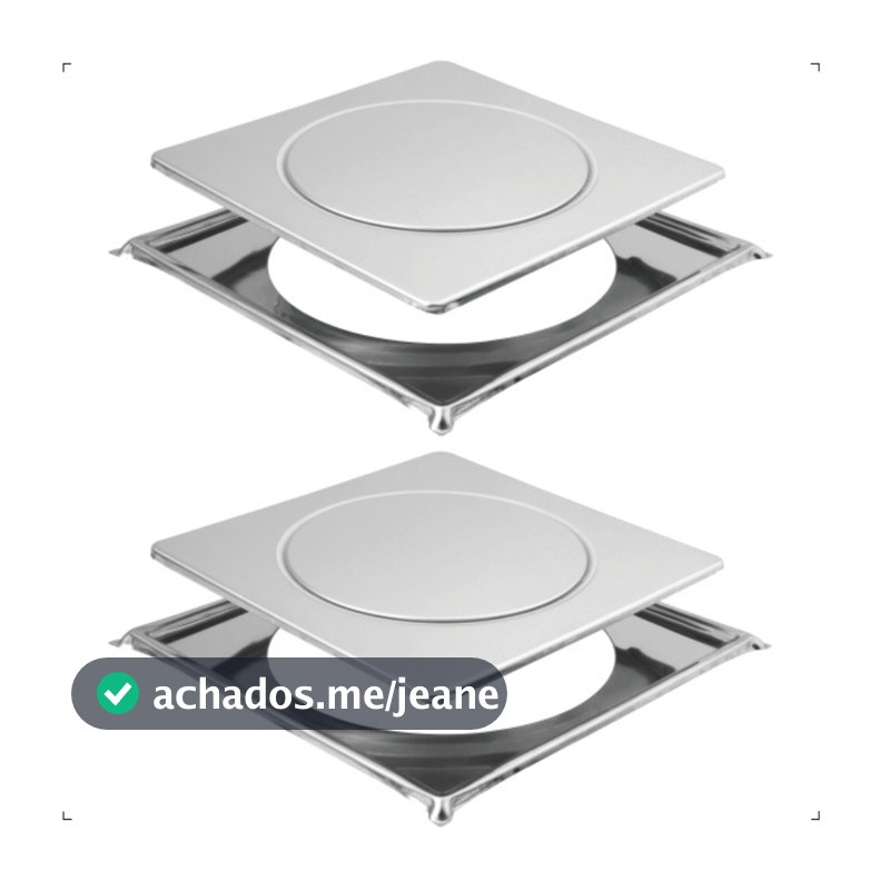 Kit 2 Ralo Click 10x10 Quadrado Inteligente com Porta Grelhas Cromado