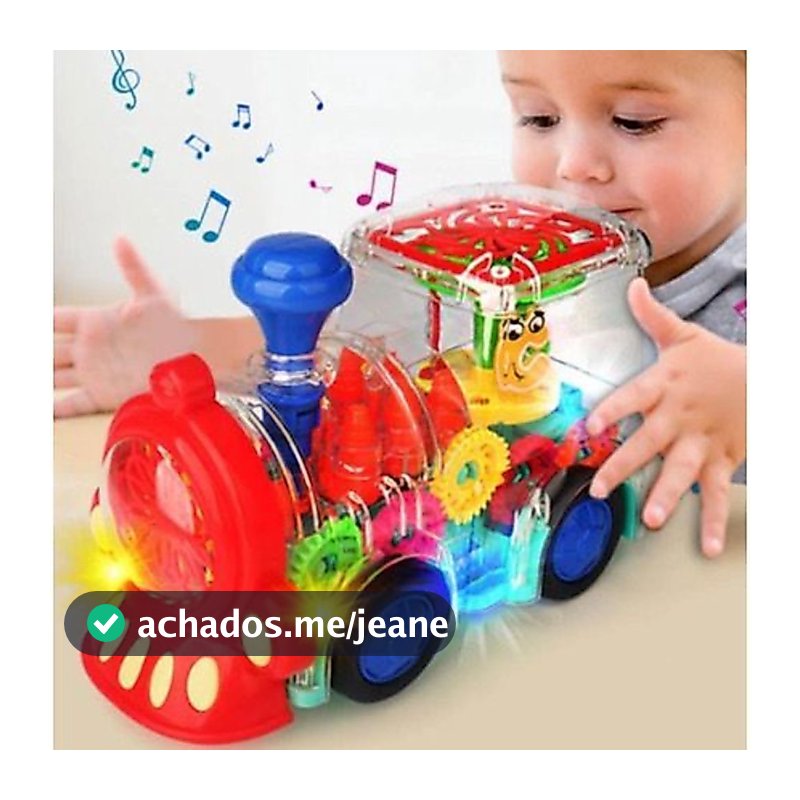 Brinquedo Trenzinho Transparente Anda Com Son E Luz Educativo Didático Criança Infantil Trem Bebe Plástico