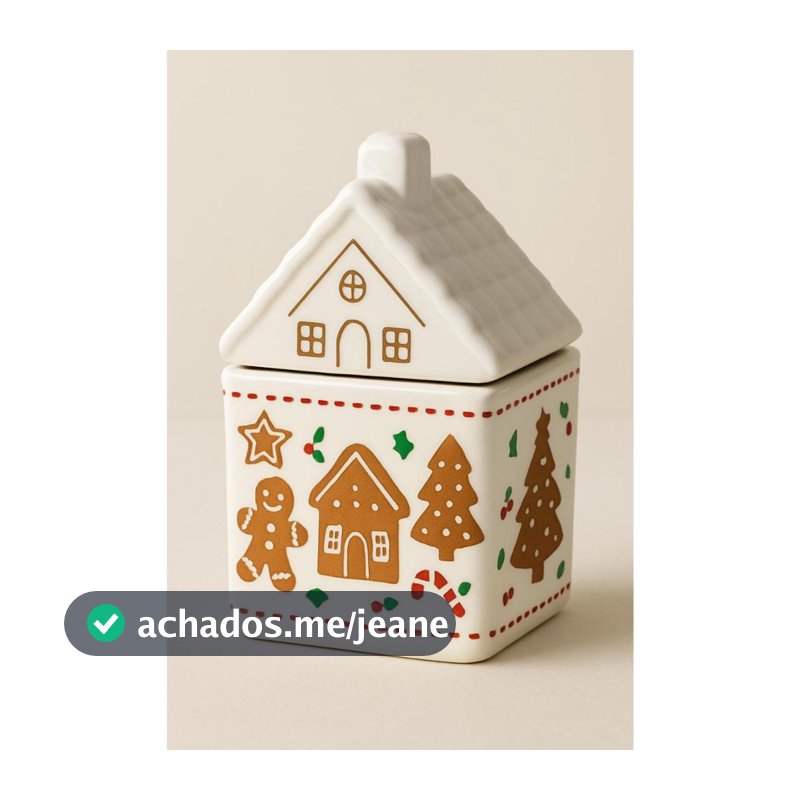 POTE CASINHA DE PORCELANA NATALINA GINGER BREAD DECOR NATAL MESA POSTA
