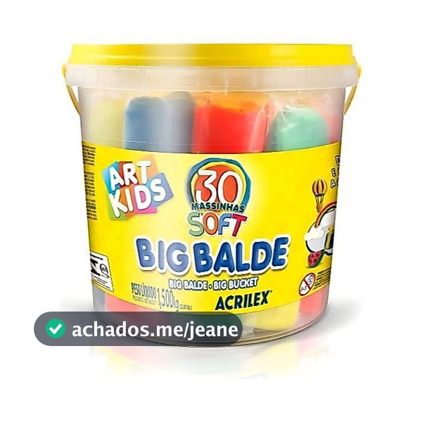 Massinha De Modelar Acrilex Big Balde 1,5kg C/30massas soft