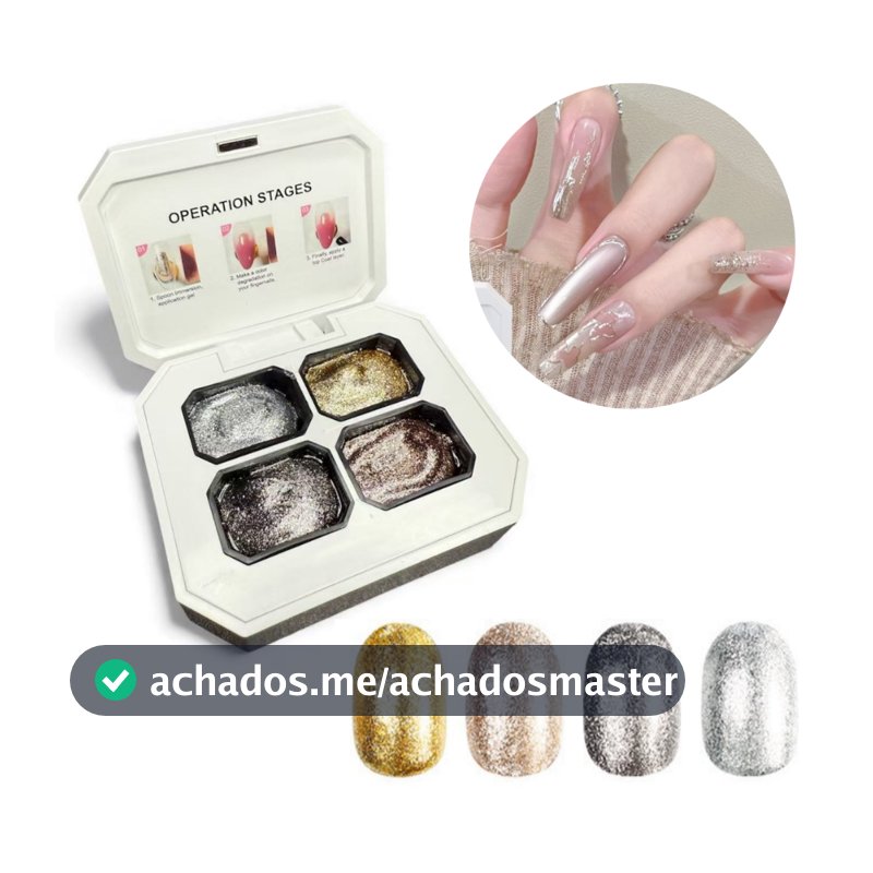 Gel Paint Unha 4 Cores Glitter Flash Reflexivo Gel Platinum Nail Design