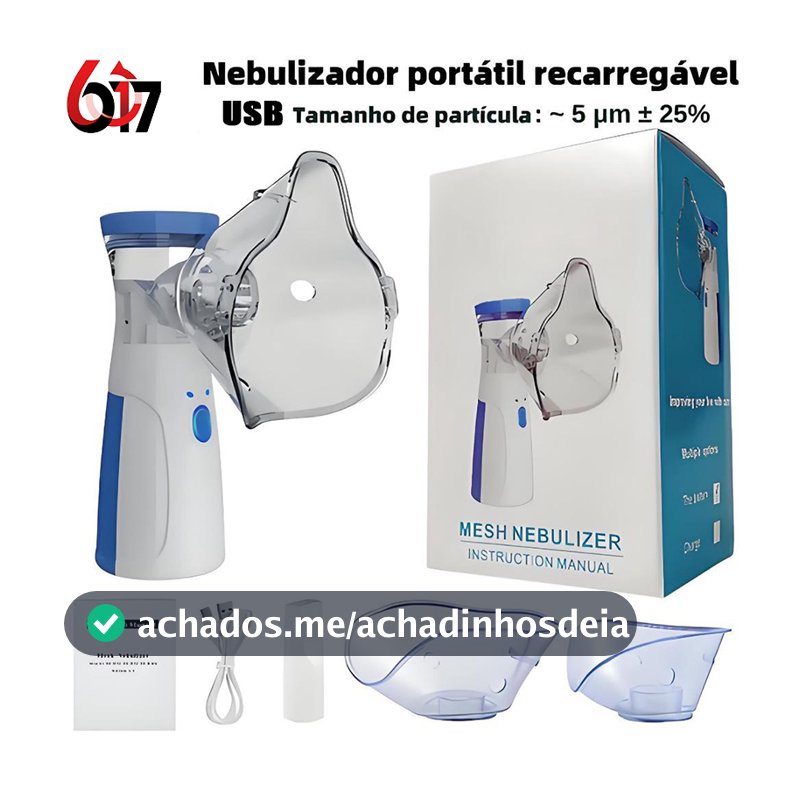 Inalador Nebulizador Ultrassônico Silencioso – Portátil Carregamento USB Uso Adulto e Infantil – N11