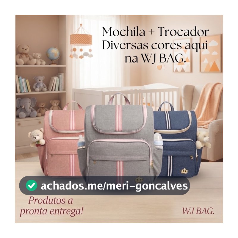 Mochila Classic com Trocador Portatíl Bolsa Maternidade e Passeio