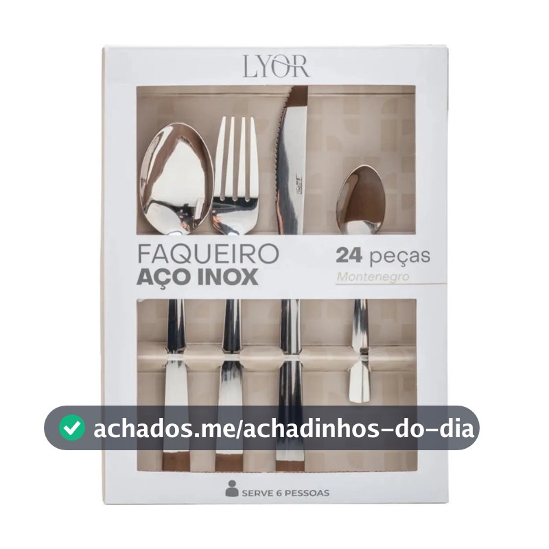 Faqueiro Dourado 24 Peças Aço Inox Luxo Premium Jogo Talheres Lyor Inoxidável Resistente