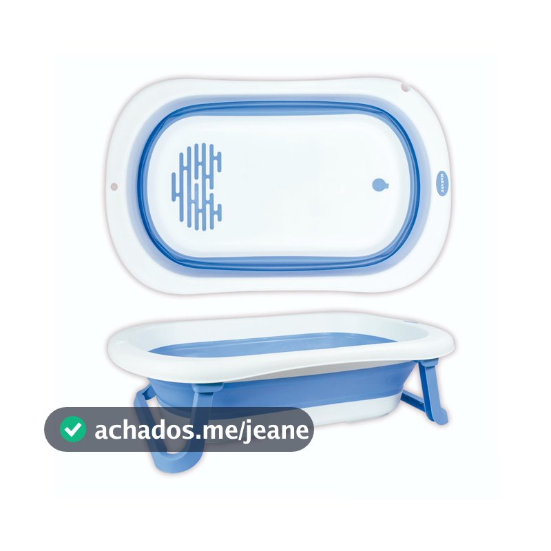 Super Banheira Infantil para Bebê Antiderrapante Dobrável 35 Litros Azul - KaBaby
