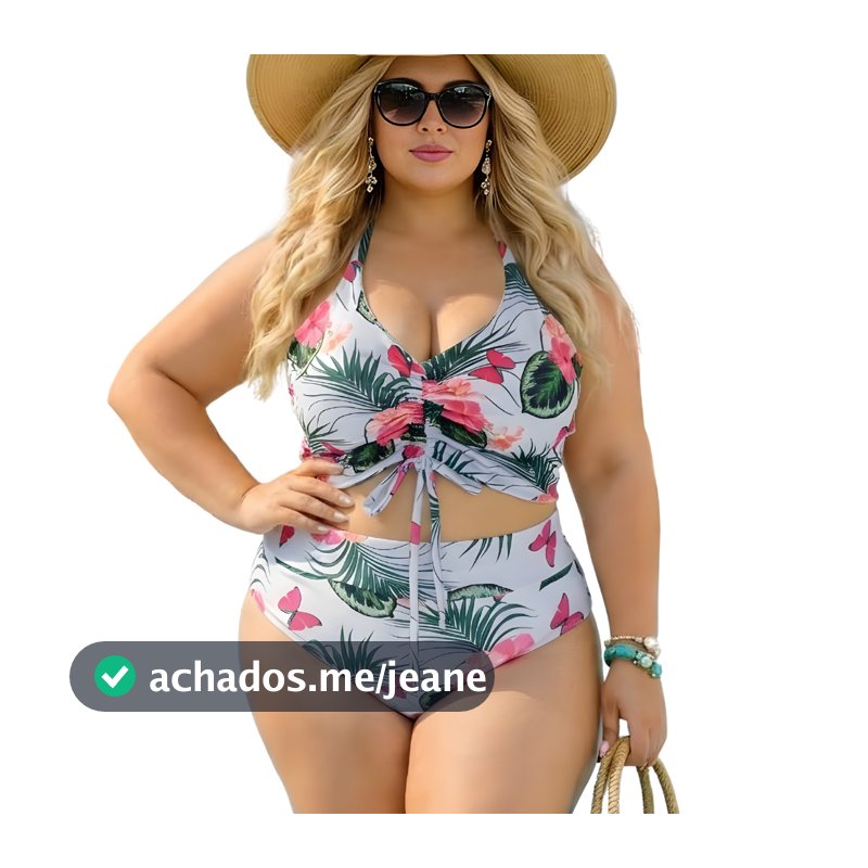 Biquini Semi fio Plus size 46 ao 52 cropped + Fio duplo praia piscina feminino curves