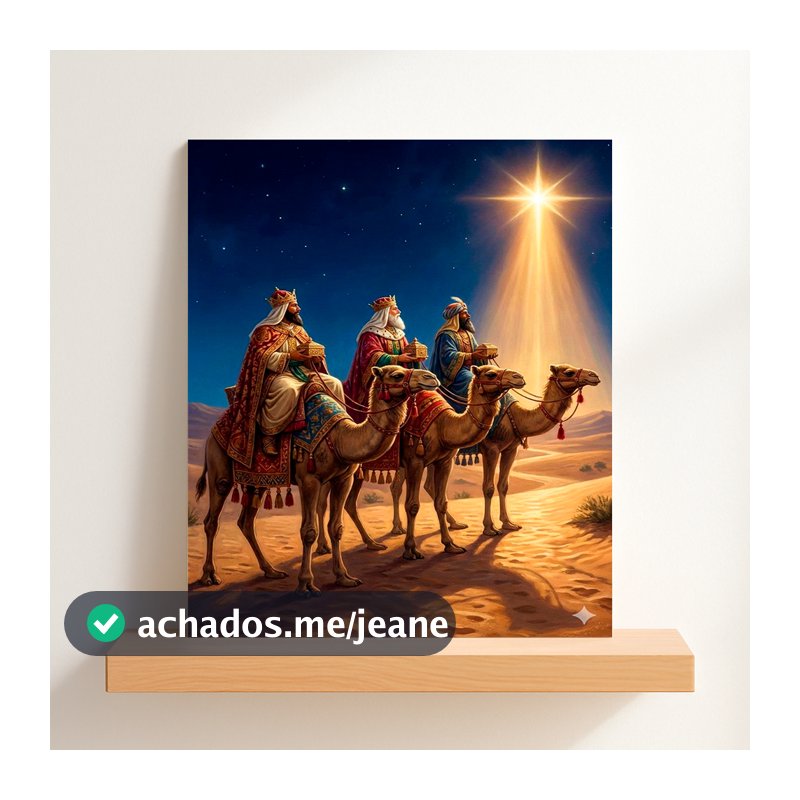 QUADRO DECORATIVO PLACA MDF- TRS REIS MAGOS ANDANDO NA CAMELHO