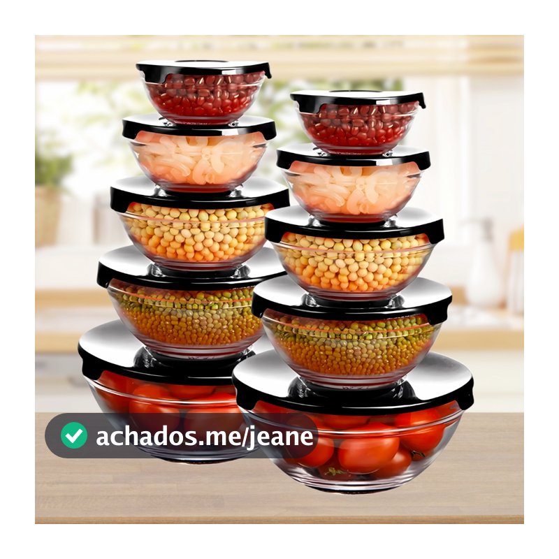 Conjunto de 5 Potes de Vidro Redondos – Ideal para Alimentos e Refeições